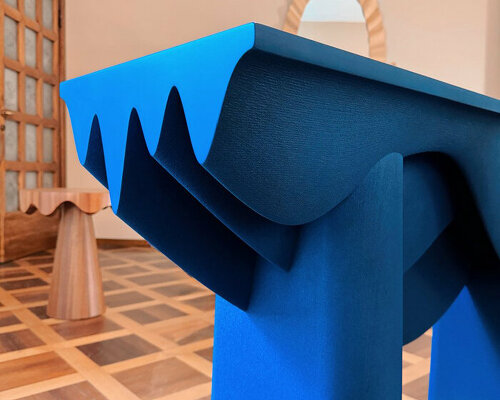 studio TOOJ displays 3D printed blue sand table at milan design week 2024