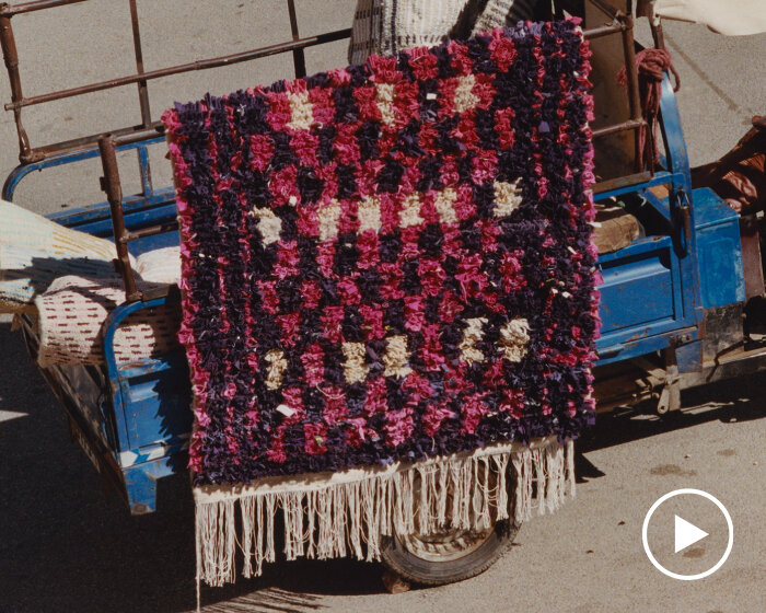 stüssy upcycles its t-shirts and wool from atlas mountains into boucherouite moroccan rugs