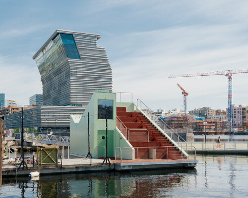 estudio herreros' trosten is oslo’s first floating sauna designed with accessibility in mind