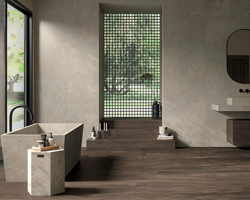 florim unveils eleven natural stone-inspired surfaces refined with matte leather & silk finishes