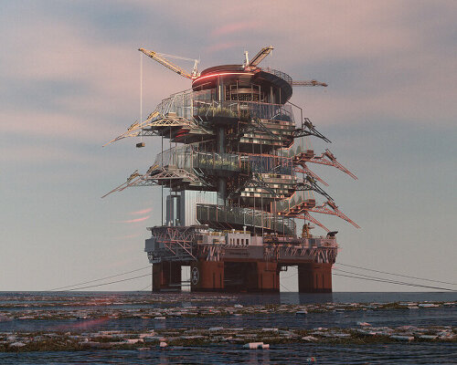 inxect island repurposes oil rig for plastic-filtering ecosystem powered by mealworms