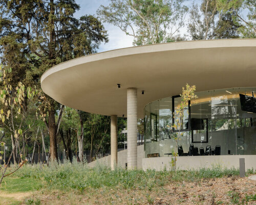 gardens, low hills, and lakes weave through michan architecture's pavilions in mexico park