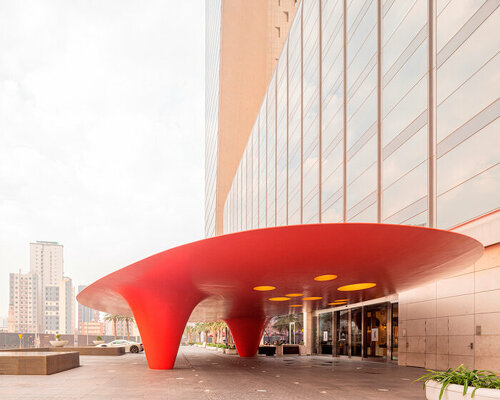 red dot canopy by TAEP/AAP pops up in kuwait's urban landscape