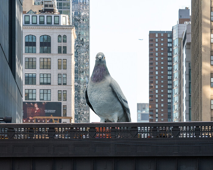 giant aluminum pigeon ‘dinosaur’ by iván argote to perch above the high line in new york