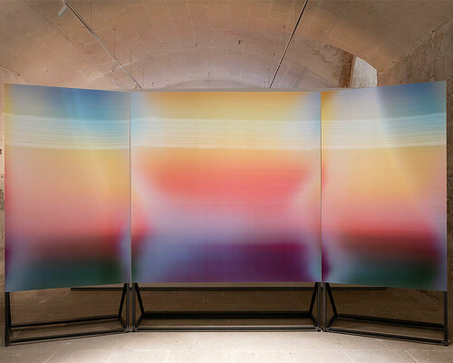 abstract lenticular artworks explore the color of light at BMW's green ray exhibition