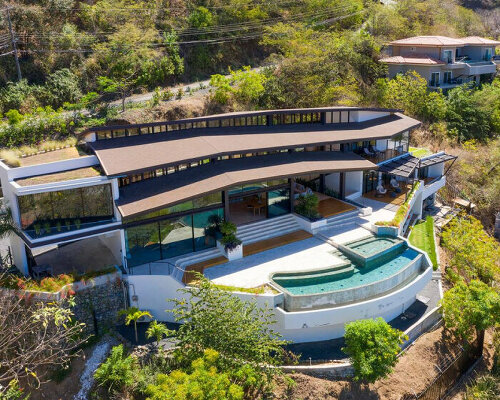 sequence of four roofs tops LSD architects' casa ondas in mountains of costa rica