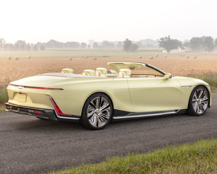 cadillac’s concept electric convertible SOLLEI resurrects manila cream color of 1950s cars