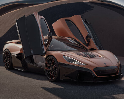 copper matte paint and circuit board design reign over rimac automobili’s nevera hypercar