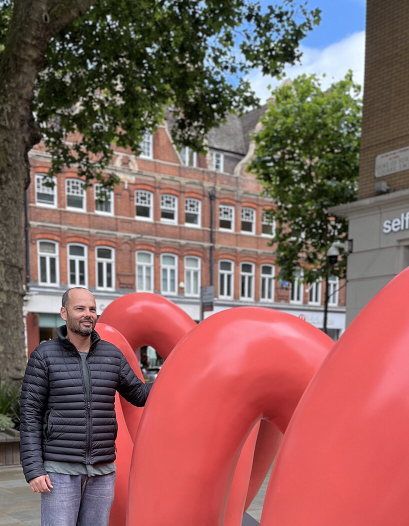 yoni alter's climbable sculpture in london reveals the word 'love'