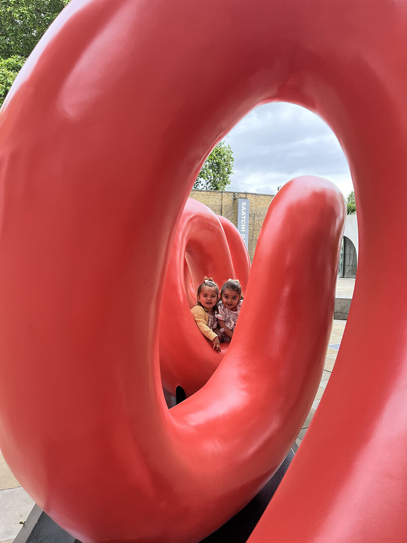 yoni alter's climbable sculpture in london reveals the word 'love'