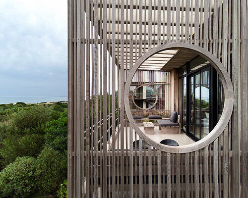 timber screens envelop martin gomez arquitectos' boji beach house in uruguay