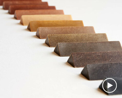 crayons made from recycled japanese trees and wood uncover different hues found in forests