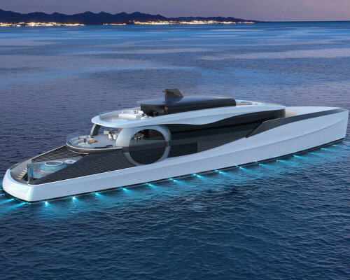 project hype-r yacht by davide benaglia has a dance floor, cinema and beach area on board