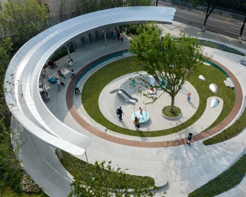 concentric pathways and gardens encircle HID's connective urban node in hubei, china