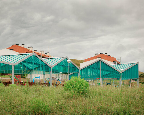 TAPER sculpts tessellated turquoise roofscape for kids playground in zierbena, spain