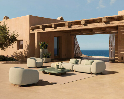 vondom’s outdoor milos collection mimics rocks smoothed by mediterranean winds & waves