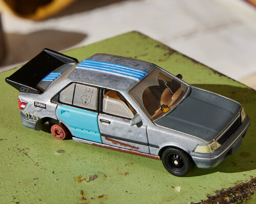 missing tire in MSCHF’s hot wheels car pays homage to a newbie driver’s beat-up vehicle