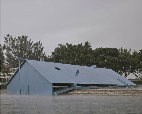 pairing timber and steel, taipei's blue house pavilion depicts spatial fragmentation