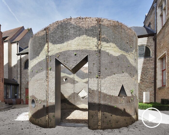 studio ossidiana’s cylindrical pavilion connects land, sea, and history at bruges triennial