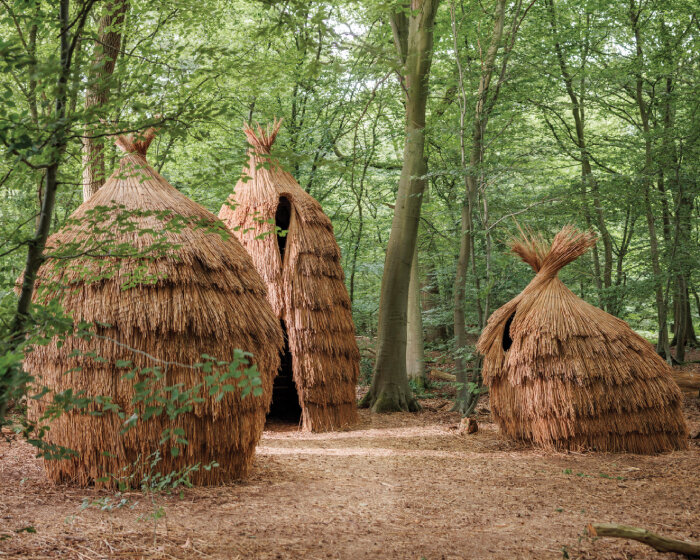 les chaumes by atelier yokyok reuses grass stems into huts that people can poke their heads