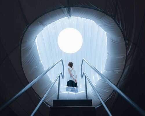 CPLUS' inflatable ellipsoid, matrix-space, cocoons visitors in warm embrace in beijing