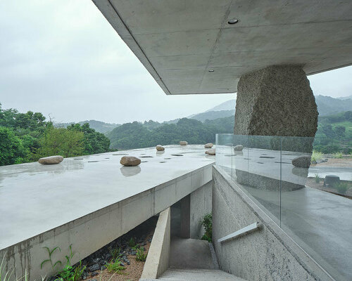 nameless architecture's concretewall café is an austere rock garden in korea