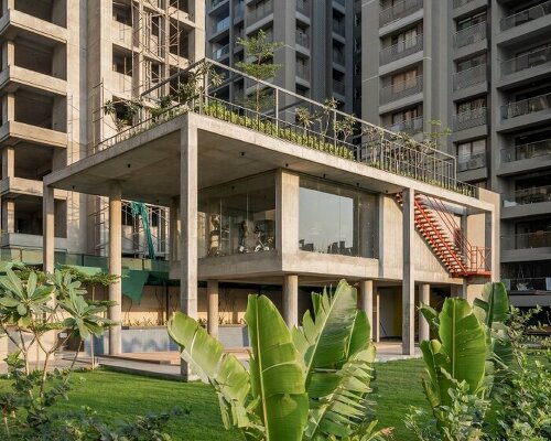 UA lab's concrete shell pavilion forms inclusive residential community space in india