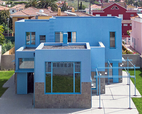 FIVE OH FIVE's vibrant blue brutalist house blends with the sky above tenerife