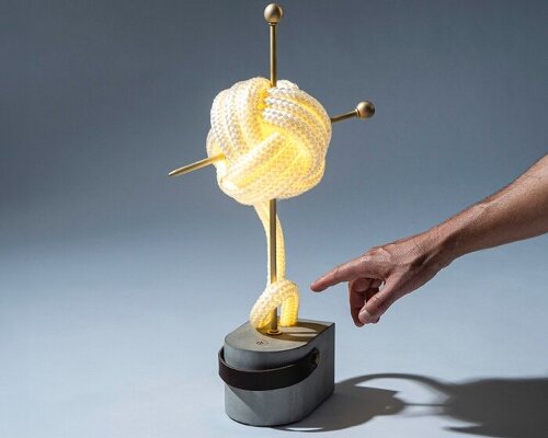 studioknob's rope lamps bring nautical knots and serpentine motions into the home