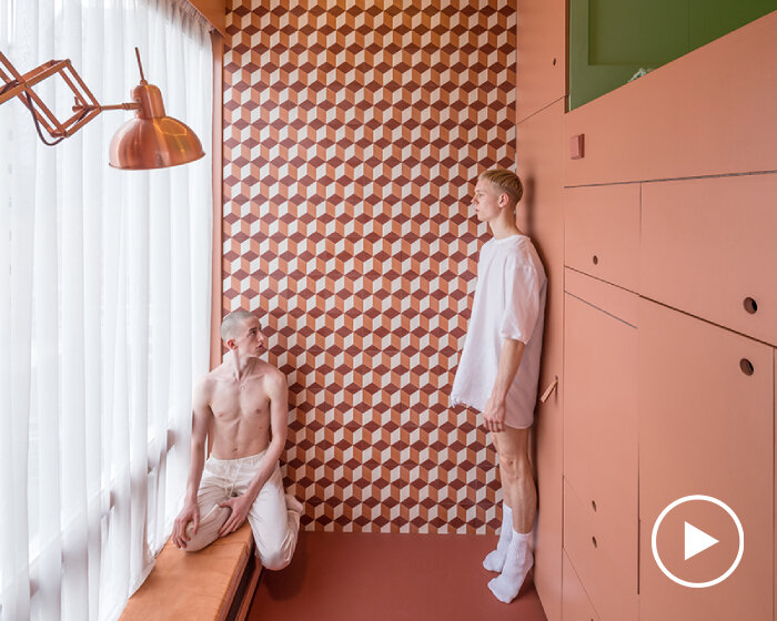 this tiny apartment in rotterdam is fitted with two infrared saunas and a whirlpool bath