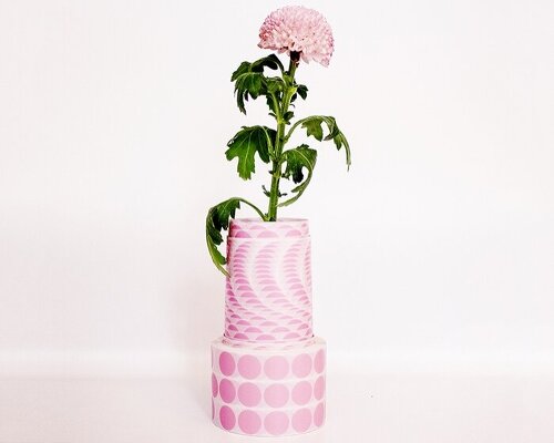 super nature design's playful paper vases expand in various configurations