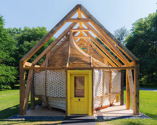 mycelium brick pavilion by andre kong studio sprouts in new york botanical gardens