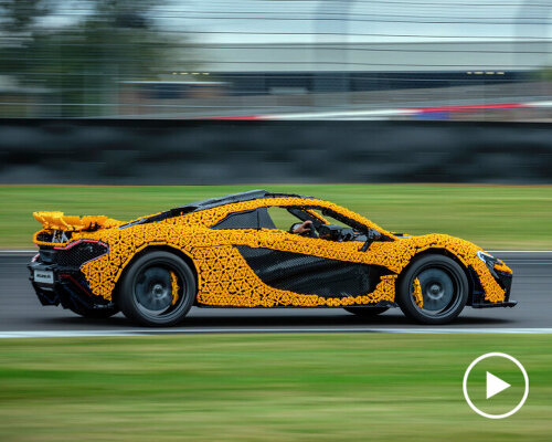 lando norris drives real-life LEGO technic mclaren P1 supercar on silverstone circuit track