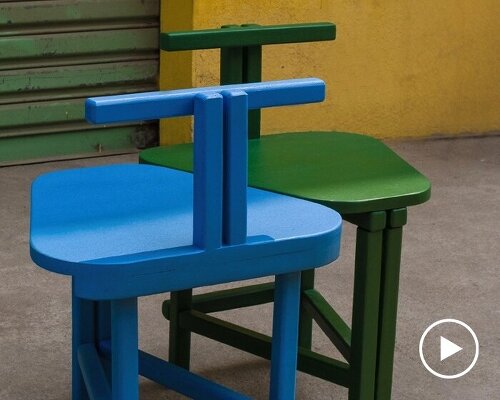 OF BRASILIS crafts wooden three-legged chairs for curbside conversations