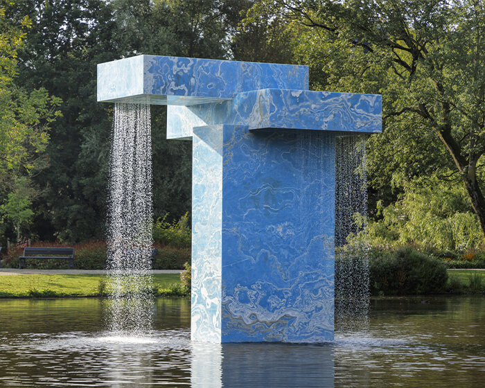 sabine marcelis upcycles stone slabs into towering fountain at amsterdam's vondelpark