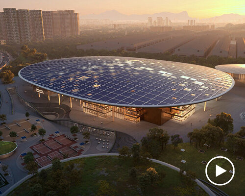 badminton racket-shaped solar roof tops MVRDV's winning sports complex 'the sweet spot'