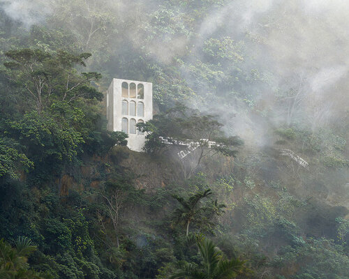 kohlerstraumann punctuates lush phillipines cliffside with modern bungalow