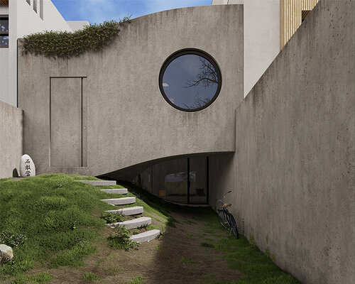 concrete residence by tayebeh amini unravels around tree-centered courtyard