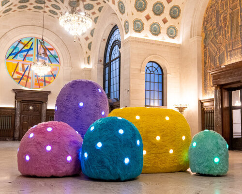 friendswithyou’s autonomous fuzzy robots play healing sounds inside cleveland public library