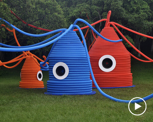 giant squids by moradavaga connect families through sound in taiwanese land art festival