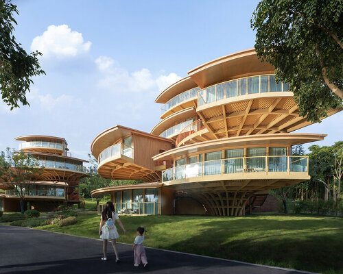 WH studio's nanxi hotel inspired by clustered treehouses and leaf anatomy