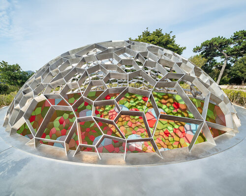 breathing earth sphere: olafur eliasson installation in south korea comprises 1,200 lava tiles