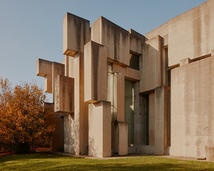 david altrath's lens frames layered raw concrete blocks in austrian brutalist church