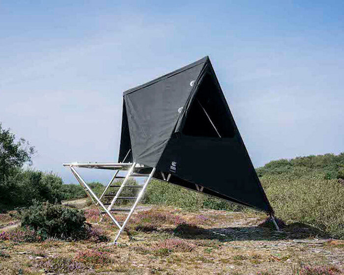 k-tent by new british design adapts to any terrain with its adjustable tripod leg system