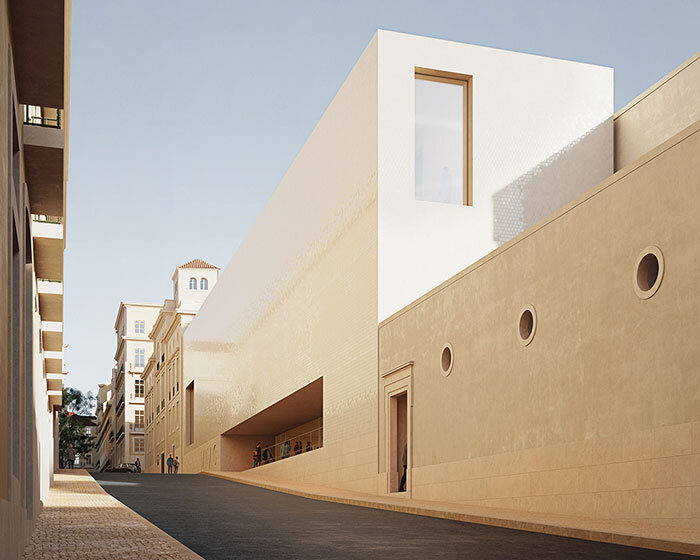 portuguese lioz stone clads the facade of national museum of contemporary art lisbon