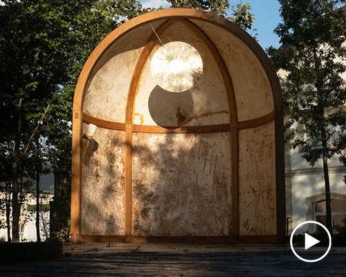 mycelium alcove installation explores interconnectedness between organic matter and sound