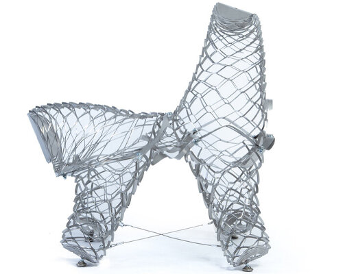 govert flint's SPRING chair opens up from two flat-packed sheets of metal