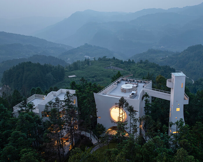 wilburban architects scatters geometric pavilions among china's cedar forests