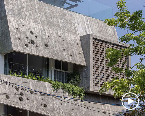 irregular dual-layer concrete facade enfolds M+TRO.studio's kho ren house in vietnam