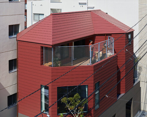 octagonal forms and diagonal cuts carve marutau arqui's house in a compact lot in japan